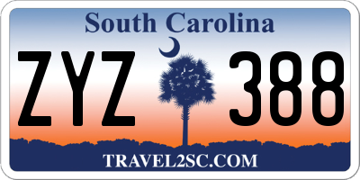 SC license plate ZYZ388