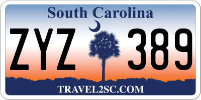 SC license plate ZYZ389