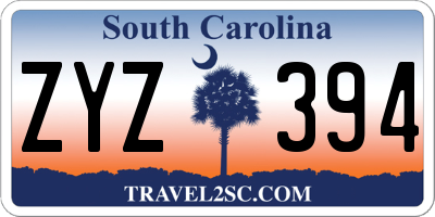 SC license plate ZYZ394