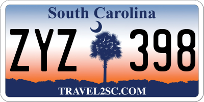 SC license plate ZYZ398