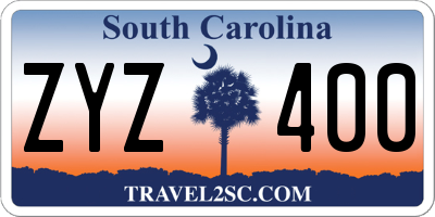 SC license plate ZYZ400