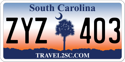 SC license plate ZYZ403
