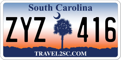 SC license plate ZYZ416