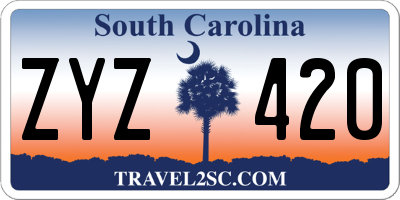 SC license plate ZYZ420