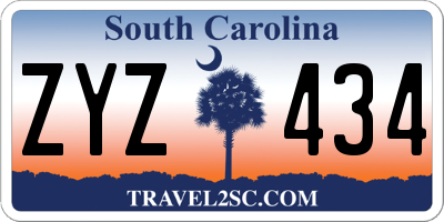 SC license plate ZYZ434