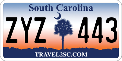 SC license plate ZYZ443