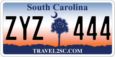 SC license plate ZYZ444