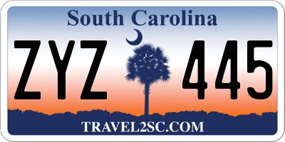 SC license plate ZYZ445