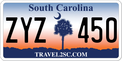 SC license plate ZYZ450
