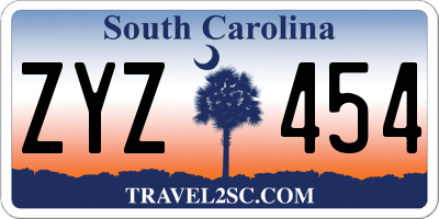 SC license plate ZYZ454