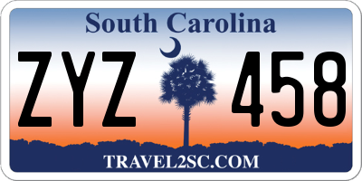 SC license plate ZYZ458