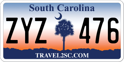 SC license plate ZYZ476