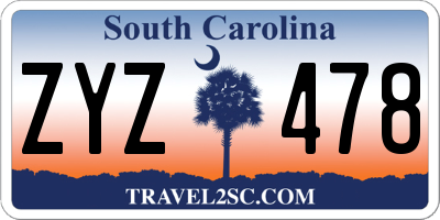 SC license plate ZYZ478