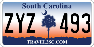 SC license plate ZYZ493