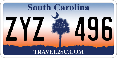 SC license plate ZYZ496