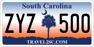 SC license plate ZYZ500