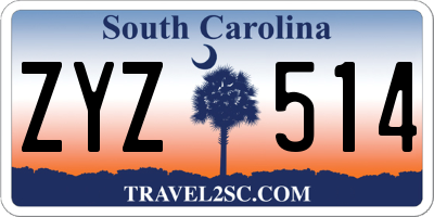 SC license plate ZYZ514