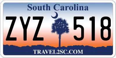 SC license plate ZYZ518