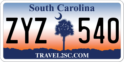 SC license plate ZYZ540