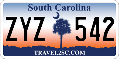 SC license plate ZYZ542