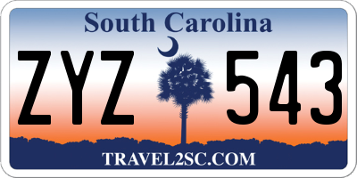 SC license plate ZYZ543