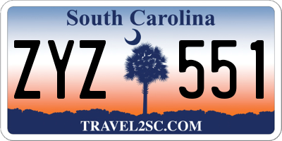 SC license plate ZYZ551