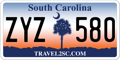 SC license plate ZYZ580
