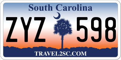 SC license plate ZYZ598