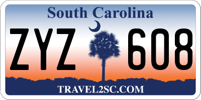 SC license plate ZYZ608