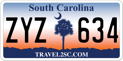 SC license plate ZYZ634