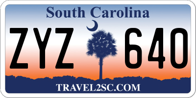 SC license plate ZYZ640