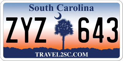 SC license plate ZYZ643