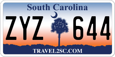 SC license plate ZYZ644