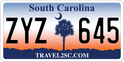 SC license plate ZYZ645