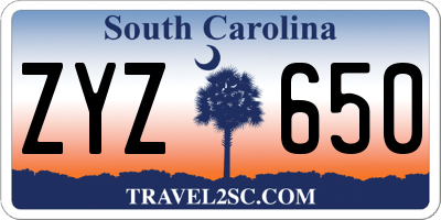 SC license plate ZYZ650