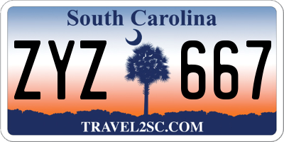 SC license plate ZYZ667