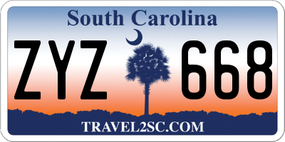 SC license plate ZYZ668