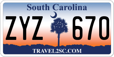 SC license plate ZYZ670