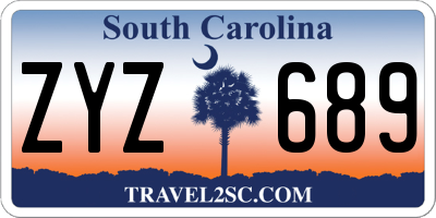 SC license plate ZYZ689