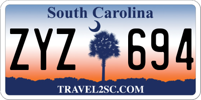 SC license plate ZYZ694