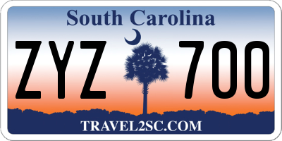 SC license plate ZYZ700