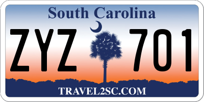 SC license plate ZYZ701