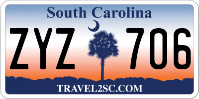 SC license plate ZYZ706