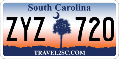 SC license plate ZYZ720