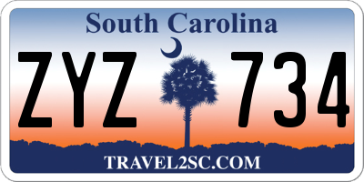 SC license plate ZYZ734