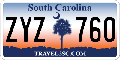 SC license plate ZYZ760