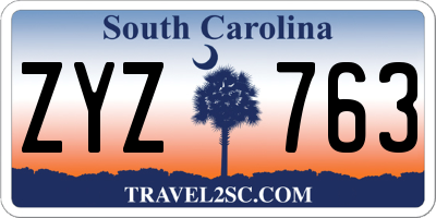 SC license plate ZYZ763