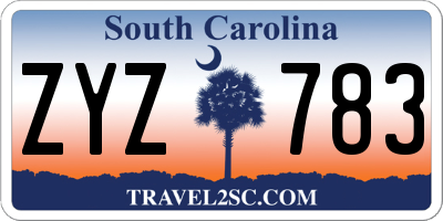SC license plate ZYZ783