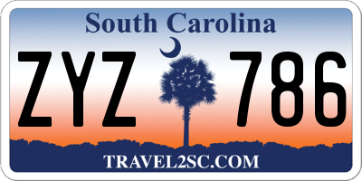 SC license plate ZYZ786
