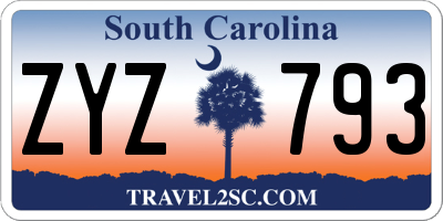 SC license plate ZYZ793